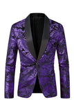 Blazer de baile de jacquard con solapa de un botón verde para hombre