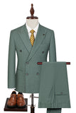 Gris Verde 2 Piezas Doble Botonadura Solapa de Pico Trajes Formales para Hombre