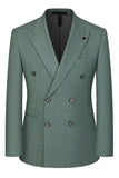 Gris Verde 2 Piezas Doble Botonadura Solapa de Pico Trajes Formales para Hombre