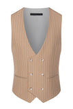 Trajes de hombre con solapa con muesca de 3 piezas a rayas beige