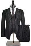 Trajes de hombre con solapa con muesca de 3 piezas a rayas beige
