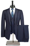 Trajes de hombre con solapa con muesca de 3 piezas a rayas beige