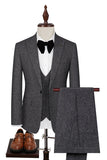 Gris oscuro 3 piezas con solapa de pico ajustada trajes de boda para hombre
