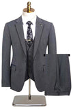 Trajes formales para hombre de 3 piezas de ajuste delgado con solapa con muescas y un botón en color topo