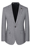 Trajes grises de 3 piezas con solapa con muescas de ajuste ajustado para hombre