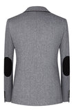 Trajes grises de 3 piezas con solapa con muescas de ajuste ajustado para hombre