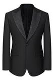 Trajes negros de 3 piezas con solapa de pico para hombre de corte delgado