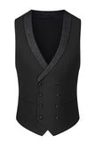 Trajes negros de 3 piezas con solapa de pico para hombre de corte delgado