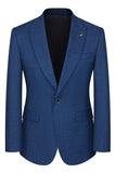 Trajes de hombre de 3 piezas con solapa de pico azul pavo real