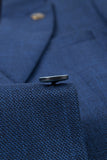 Trajes de hombre de 3 piezas con solapa de pico azul pavo real