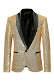 Blazer de baile de hombre con solapa de chal azul brillante y botón