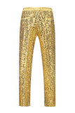 Trajes de fiesta de 2 piezas con solapa con muescas doradas brillantes