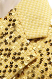 Trajes de fiesta de 2 piezas con solapa con muescas doradas brillantes