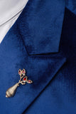 Trajes de Fiesta de Graduación de 2 Piezas con Solapa de Pico Azul