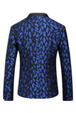 Blazer azul estampado con solapa con muescas para hombre