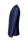 Blazer azul estampado con solapa con muescas para hombre