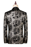 Trajes de hombre con solapa estampada de chal plateado negro