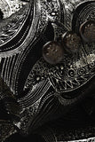 Trajes de hombre con solapa estampada de chal plateado negro