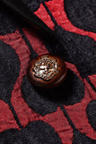 Blazer de baile impreso con solapa de chal rojo negro