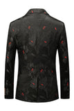 Blazer de fiesta con solapa con muescas en jacquard negro