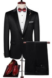 Trajes de 2 piezas con solapa de pico negro para hombre