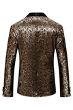 Blazer de baile para hombre con solapa de chal dorado brillante