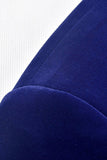 Blazer de baile de un botón con solapa chal azul para hombre