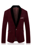 Blazer de baile de un botón con solapa chal azul para hombre