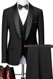 Trajes formales negros con solapa y botón para hombre