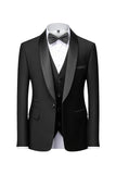 Trajes formales negros con solapa y botón para hombre