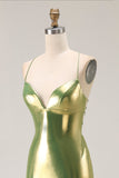 Vestido largo de fiesta con lazo en la espalda de sirena metálico dorado con abertura