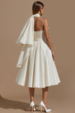 Vestido de novia midi de línea A Girlfriendheart de marfil con cinturón