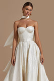 Vestido de novia midi de línea A Girlfriendheart de marfil con cinturón