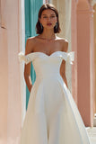 Vestido de novia midi blanco con hombros descubiertos