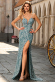 Vestido largo de graduación sin espalda sin costas rosa con sirena floral y abertura