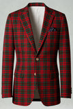 Trajes de Fiesta para Hombres de 2 Piezas con Solapa de Cuadros Rojos y Negros