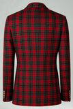Trajes de Fiesta para Hombres de 2 Piezas con Solapa de Cuadros Rojos y Negros