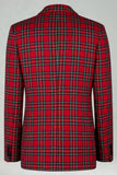 Trajes de Fiesta para Hombres de 2 Piezas con Solapa de Cuadros Rojos y Negros