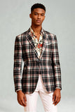 Solapa con muesca de cuadrícula azul verde 2 piezas Trajes de fiesta para hombre