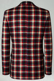 Solapa con muesca de cuadrícula azul verde 2 piezas Trajes de fiesta para hombre
