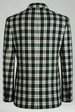 Trajes de Fiesta de 2 Piezas con Solapa de Pico de Rejilla Verde Negro para Hombres