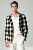 Trajes de fiesta para hombre de 2 piezas con solapa con muesca en blanco y negro
