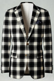 Trajes de fiesta para hombre de 2 piezas con solapa con muesca en blanco y negro