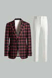 Trajes de fiesta para hombre de 2 piezas con solapa con muesca en blanco y negro
