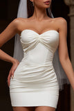 Vestido corto corto de novia Sweetheart Corset Bodycon Ivory