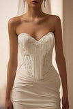 Vestido corto corto de novia corto corto de satén marfil con flecos