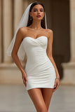 Vestido de novia corto corto de corto bodycon blanco sencillo