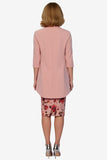 Vestido midi de 2 piezas con estampado de flores de rosa polvoriento para madre de la novia con chaqueta