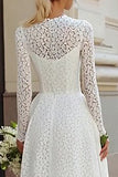 Vestido de compromiso de encaje marfil con una línea de té