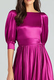 Vestido formal largo de satén fucsia
